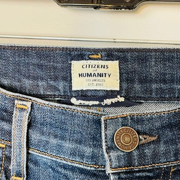 Citizens of Humanity High Rise Cropped Flare Jean Raw Hem Medium Wash Size 26 - Picture 3 of 11